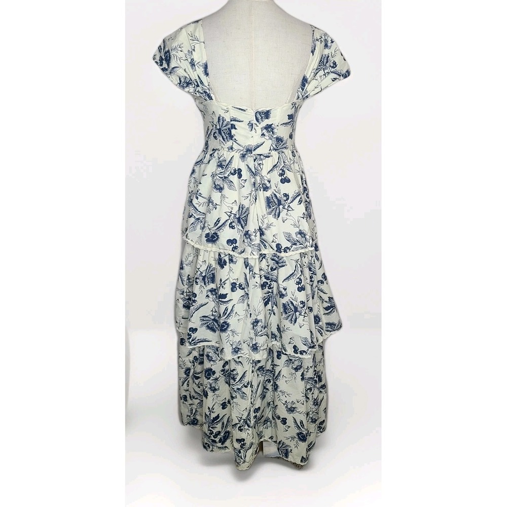 SOFIA The‎ Label Women's Blue The Saratogian Floral Tiered Ruffle Dress Sz S - Picture 5 of 7